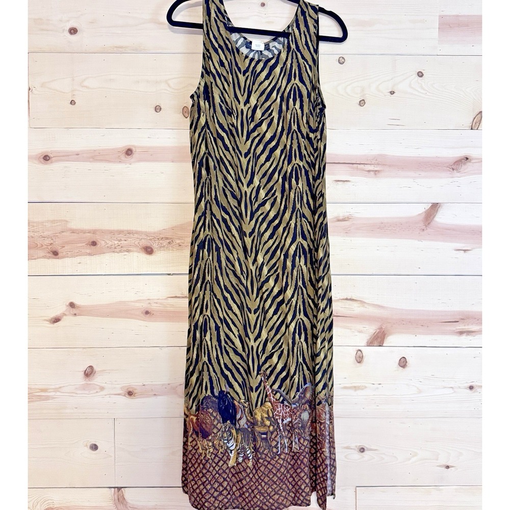 Vintage Connected Apparel Dress Womens‎ 16W Animal Print Rayon Maxi Boho
